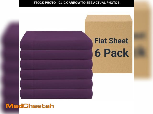 Lot 74-13967617 - ZPECC Queen Flat Sheet Only 6 Pack, Durable Dark Purple Top Bed Sheets Hypoallergenic Soft Brushed M...
