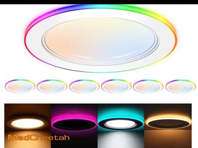 Lot 74-12304980 - CLOUDY BAY [6 Pack] 6 Inch Smart LED Recessed Ceiling Light with RGB Back Light,15W 2700K-6500K,3W C...