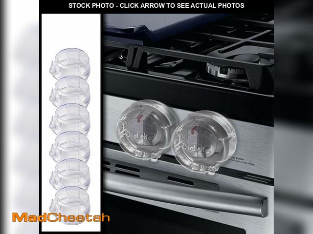 Lot 74-13539630 - 6 Pack Clear Stove Knob Safety Covers - Protect Little Kids with A Child Proof Lock for Oven/Stove T...