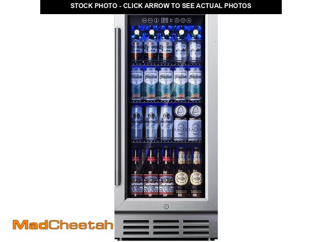 Lot 74-12932703 - SIMZLIFE 15 in. Single Zone 130-Cans Freestanding/Undercounter Beverage and Wine Cooler in Black, UV...