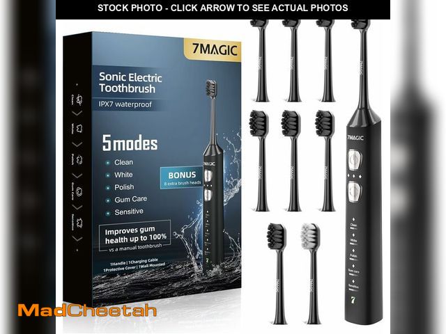 Lot 74-14262106 - 7MAGIC Sonic Electric Toothbrush for Adults and Kids - Up to 180 Days Runtime, 42000 VPM Powered Too...