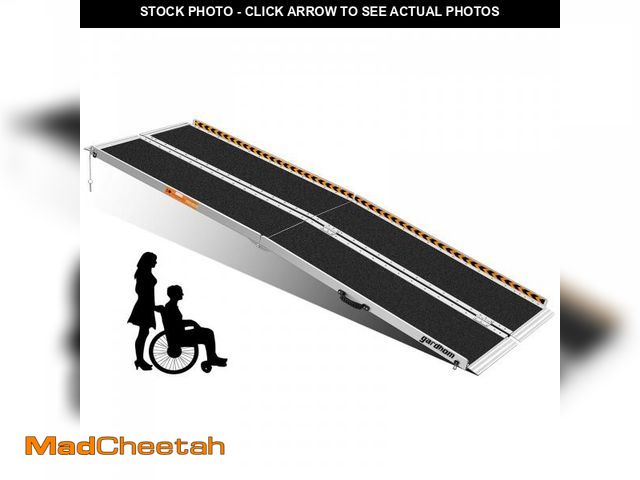 Lot 74-12203392 - Portable Wheelchair Ramp 8FT, gardhom Anti-Slip Aluminum Folding Handicap Ramp Wheelchair Ramps for ...
