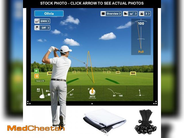 Lot 74-12315734 - ZEALFEEL 9x7ft Golf Simulator Impact Screen for Training, 14 Gromment Holes,Durable Projector Screen...