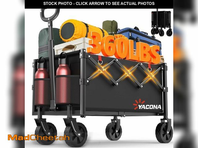 Lot 74-13564475 - Yozoia Wagons Carts Foldable, Lightweight Portable Utility Shopping Cart with Wheels, Folding Grocer...
