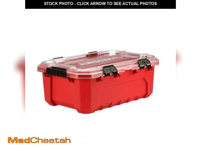 Lot 74-12409281 - Husky 12-Gal. Professional Heavy Duty Waterproof Stackable Plastic Storage Container with Hinged Lid...