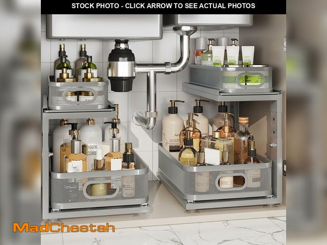 Lot 74-13709389 - Corbyles 2 Pack 15.5IN-Depth Under Sink Organizer With Next-Gen Ball-Bearing Slides,2-Tier Precision...