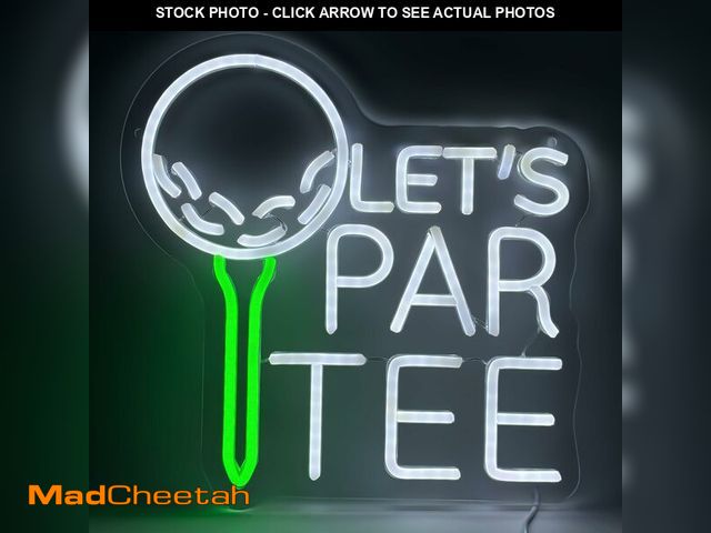 Lot 74-12714103 - LetÃ¢â¬â¢s Par-Tee Golf Neon Sign Ã¢â¬â Funny LED Wall Light with Golf Ball &amp; Tee Design, U...