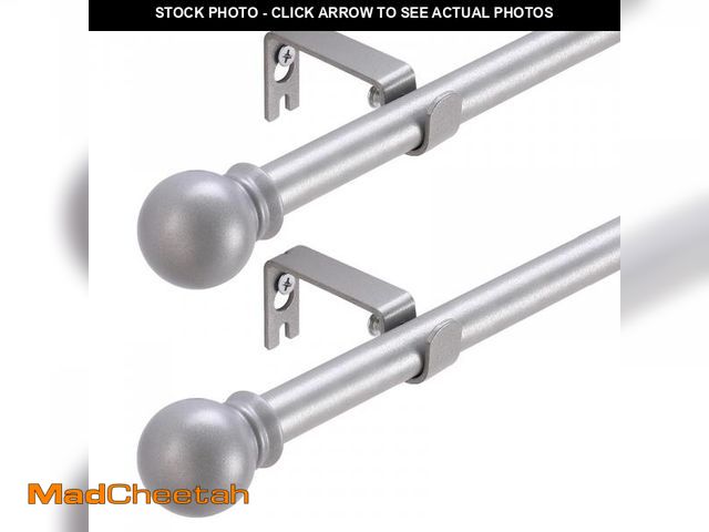 Lot 74-11550747 - GXOACKJ 2 Pack Silver Curtain Rods for windows 66 to 120 inch, 5/8 inch Splicing Heavy Duty Metal Cu...
