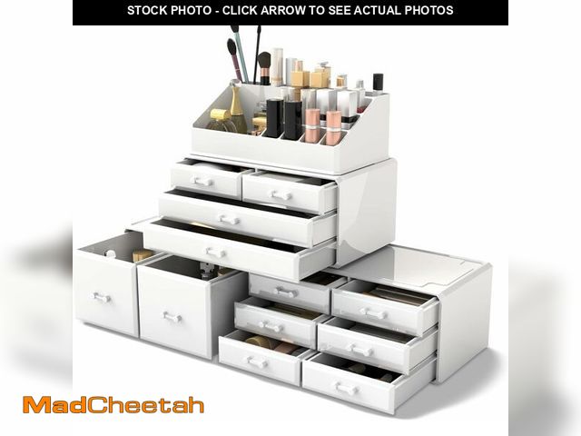 Lot 74-13710387 - Readaeer Makeup Cosmetic Organizer Storage Drawers Display Boxes Case with 12 Drawers (White) - UNUS...