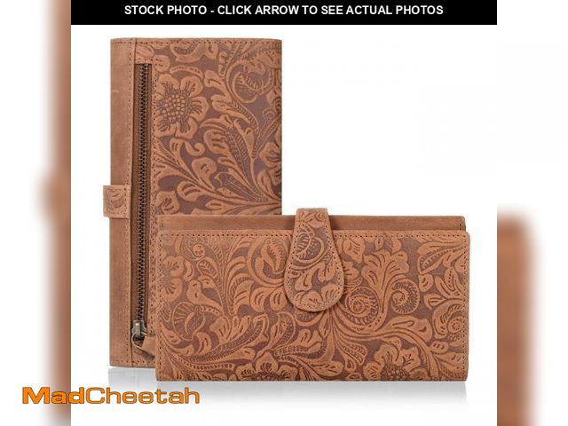 Lot 74-12117211 - Leather Wallets | Tan | Flower Patterns | Chic Design | Gifts For Women | RFID Protection | Multiple...
