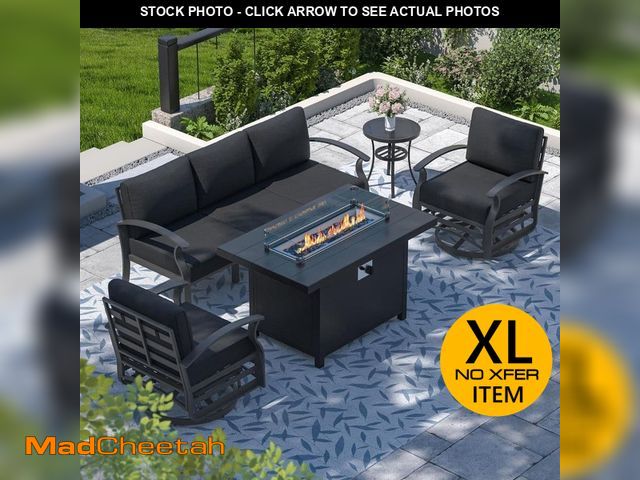 Lot 74-12663433 - (MISSING FIRE PLACE,SIDE TABLE) Halmuz 5-Seat Aluminum Patio Conversation Set with armrest, Firepit ...