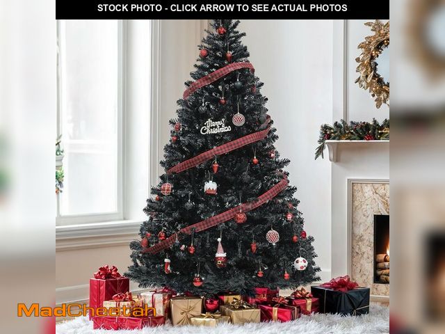 Lot 74-12665435 - YITAHOME Black Spruce Artificial Christmas Tree, 7.5 FT Artificial Halloween Pine Tree with 1258 Bra...