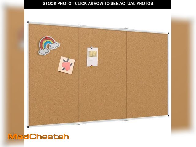 Lot 74-12694635 - VIZ-PRO 96" x 48" Large Cork Bulletin Board, Foldable &amp; Wall-Mounted Notice Pin Board with Silve...