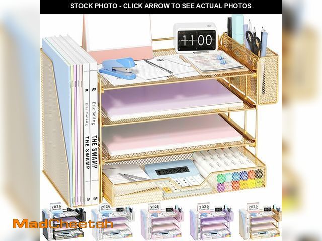 Lot 74-14383653 - OPNICE Desk Organizer, 4-Tier Desktop File Organizer with Drawer and Pen Holders, Office Desk Access...