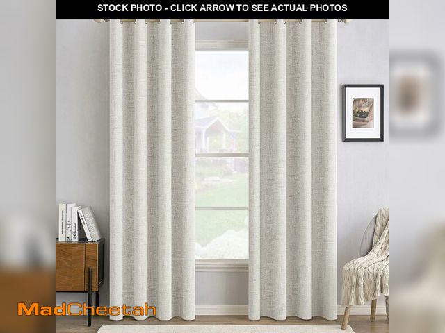 Lot 74-14478601 - MIULEE 100% Blackout Linen Curtains for Bedroom 52x84 Inches Light Beige - UNUSED