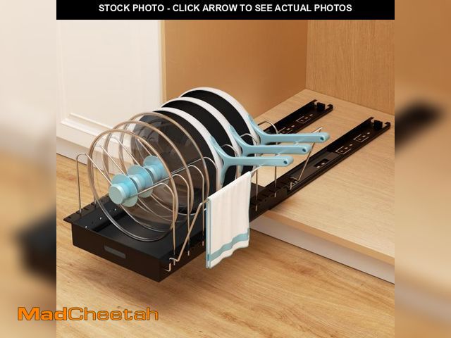 Lot 74-12307208 - Golener Pots and Pans Organizer Under Cabinet - Slide-Out Pan Holder with Adjustable Dividers &amp; ...