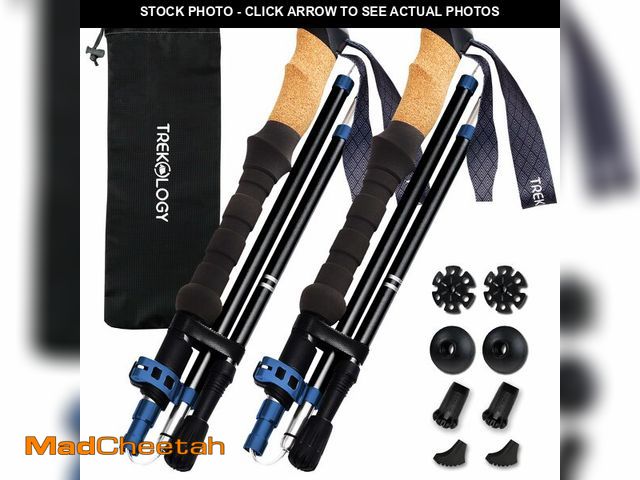 Lot 74-14273341 - TREKOLOGY Trek-Z Cork Grip Trekking Poles Ã¢â¬â Lightweight Folding Hiking Poles, Adjustable Heig...