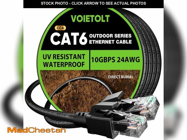 Lot 74-14303652 - VOIETOLT Cat 6 Outdoor Ethernet Cable 150 ft, 24AWG 10Gbps Cat6 Cable Cord Waterproof Direct Burial ...