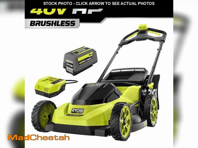 Lot 74-14033778 - RYOBI 40V HP Brushless 20 in. Cordless Battery Walk Behind Push Lawn Mower with 6.0 Ah Battery and C...