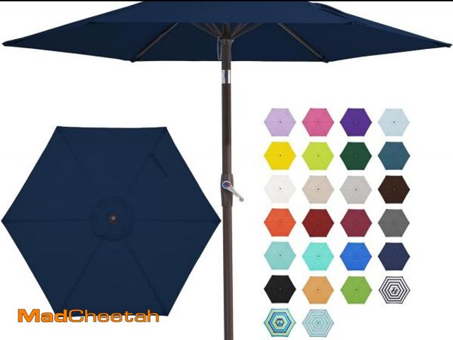 Lot 74-12096264 - JEAREY 7.5FT Patio Umbrellas Outdoor Umbrella Table Market Umbrella with 6 Ribs,Tilt Button for Pool...