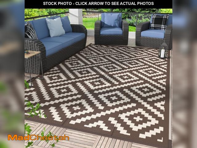 Lot 74-12538765 - GENIMO 5x8 Outdoor Rug Waterproof, Reversible Mats, Outdoor Area Rug, Plastic Outside Carpet, Geomet...