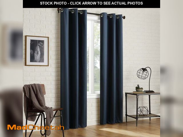 Lot 74-12686564 - Sun Zero Arlo 2-Piece Textured Thermal Insulated Room Darkening Grommet Curtain Panel Pair, Navy, 40...