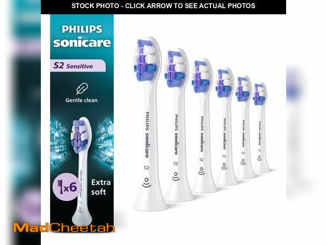 Lot 74-14212410 - Philips Sonicare S2 Sensitive - Genuine Replacement Electric Toothbrush Heads, White, 6 Pack, HX6056...
