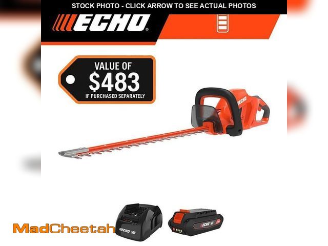 Lot 74-14558849 - ECHO 56V 22 in. Double-Sided Reciprocating Cordless Battery Powered Hedge Trimmer with 2.5Ah Battery...