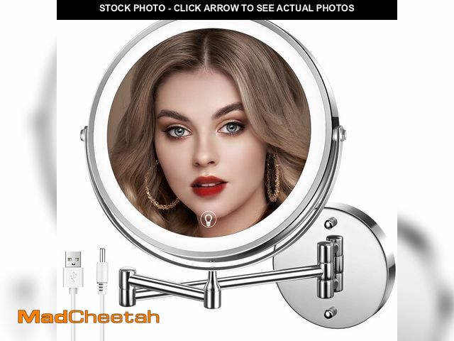Lot 74-13546086 - MNIENT Wall Mounted Lighted Makeup Mirror, 8" Rechargeable Double-Sided Light up Magnifying Mirror 1...