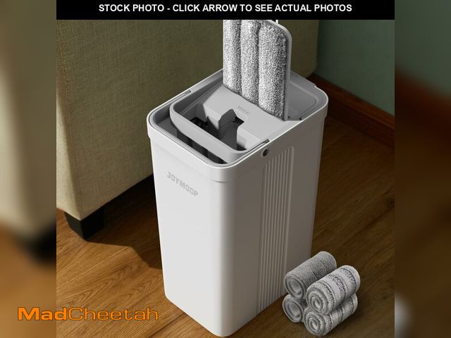 Lot 74-14149116 - JOYMOOP Flat Mop System, Microfiber Mop and Bucket Set, White, Commercial &amp; Household Use, Hardw...