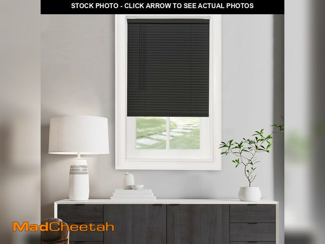 Lot 74-13773533 - Cordless Light Filtering Mini Blind - 35 Inch Width, 48 Inch Length, 1" Slat Size - Black - Cordless...