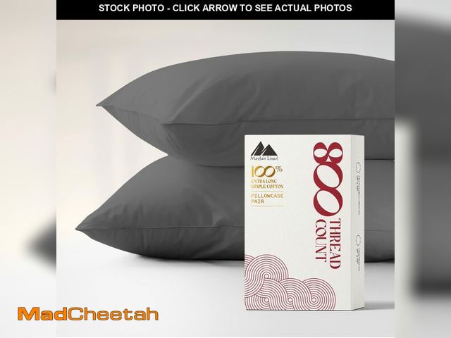 Lot 74-12975053 - Mayfair Linen Luxury Egyptian Cotton King Size Pillow Cases Set of 2-800 Thread Count Dark Grey Pill...