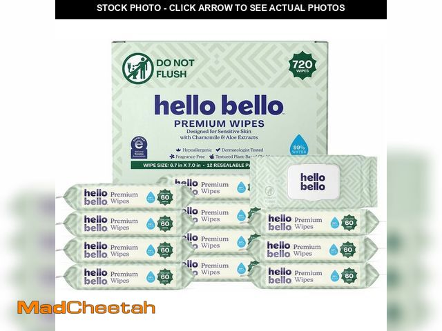Lot 74-14068109 - Hello Bello Premium Wipes, Designed for Sensitive Skin with Chamomile &amp; Aloe Extracts, Simply Sa...