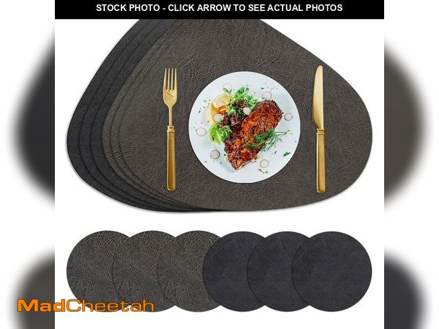 Lot 74-14269697 - Lussenwert Faux Leather Placemats Set of 6 Waterproof Dual-Sided Placemats Heat Resistant Wipeable P...