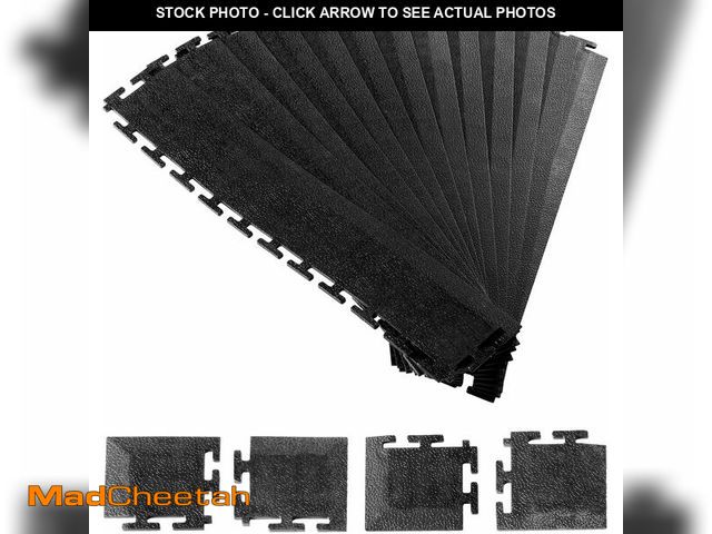 Lot 74-14068456 - VEVOR Male Garage Floors Transition Edge Kit, 12 Edges and 4 Corners, Sturdy PVC Interlocking Modula...