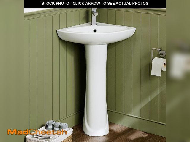 Lot 74-13019673 - Hanikes 22.83 in. W x 19 in. D Corner Vitreous China Bathroom Pedestal Sink in White with Single Fau...