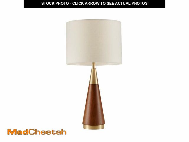 Lot 74-13802344 - INK+IVY Chrislie Gold White Mid Century Modern Table Lamp , Contemporary Metal Wood Table Lamps for ...