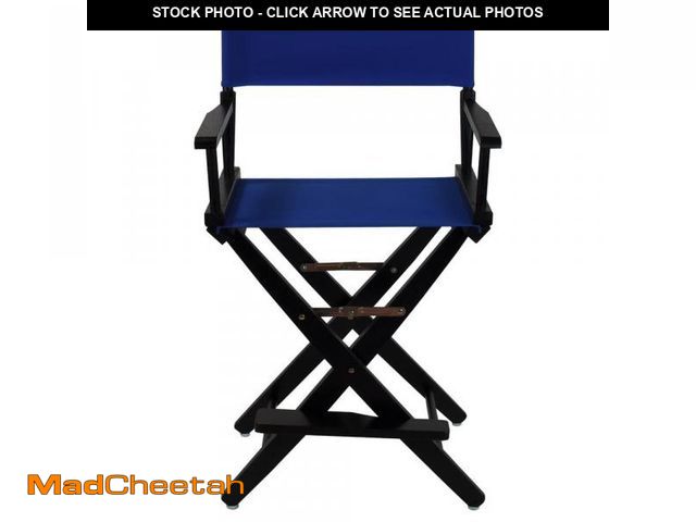 Lot 74-12031995 - American Trails 24 in. Extra-Wide Black Wood Frame/Royal Blue Canvas Seat Folding Directors Chair - ...