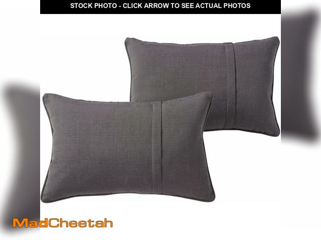 Lot 74-13042436 - Sunbrella 21'' x 14'' Rectangle Outdoor Throw Pillow with Removable Cover (Set of 2), Canvas Coal - ...