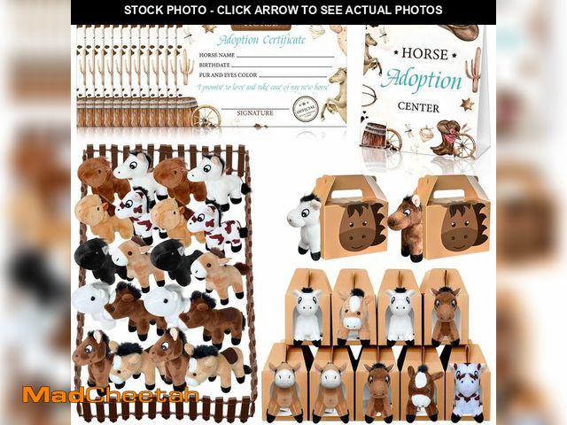 Lot 74-12432154 - 63 Pcs Horse Adoption Party Favor Include 20 Horses Stuffed Animals 20 Foldable Horse Boxes 20 Adopt...
