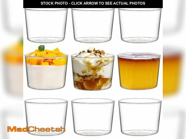 Lot 74-14066660 - yarlung 9 Pack Small Glass Dessert Bowls, 8 Oz Custard Cup Clear Pudding Cup, Tasting Glasses Prep B...