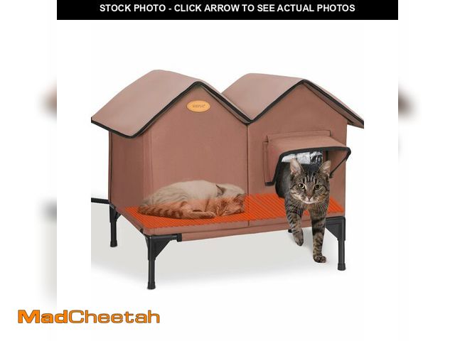Lot 74-14060203 - Heated Cat House for Outside in Winter Insulated Elevated Outdoor Cat House Weatherproof, Escape Doo...