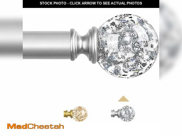 Lot 74-13564398 - TVWOO Silver Decorative Crystal Curtain Rods:36-88 Inch Heavy Duty Adjustable Window Curtains Rods f...