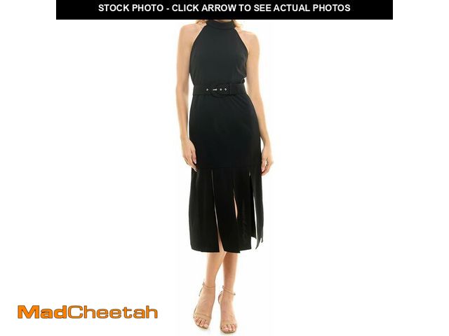 Lot 74-14250960 - Maison Tara Women's Carwash Hem Midi Dress, Black, 4 - UNUSED