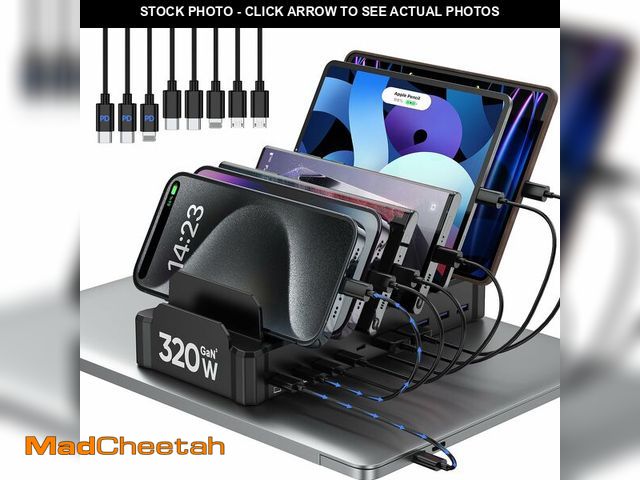 Lot 74-12599666 - 320W Charging Station for Multiple Devices, Zobirez 10-Port USB C Fast Charger Stations for MacBook,...