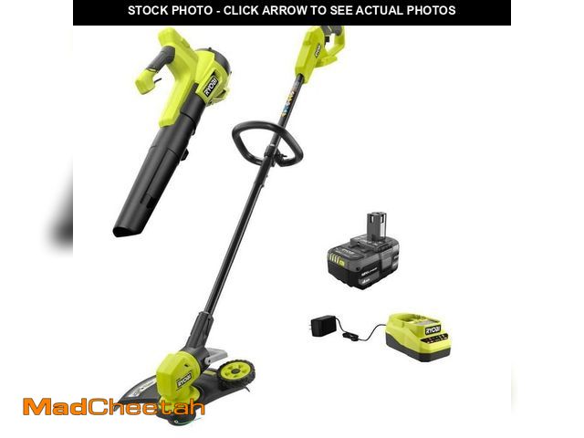 Lot 74-12921361 - *DIRTY* RYOBI ONE+ 18V Cordless Battery String Trimmer/Edger and Jet Fan Blower Combo Kit (2-Tools) ...