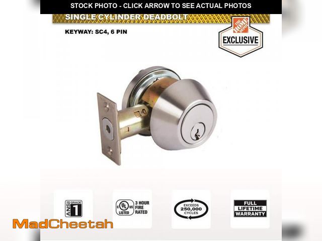 Lot 74-11826802 - Universal Hardware Industrial Duty Commercial Single Cylinder Deadbolt, UL 3-Hour Fire ANSI Grade 1,...