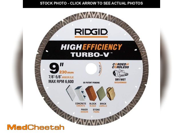 Lot 74-13002420 - *SCRATCHED* RIDGID TURBO-V 9 in. Turbo Rim Diamond Blade for Masonry High Efficiency Cutting *SCRATC...