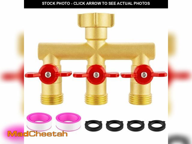 Lot 74-14295568 - Cekwiet 3 Way Garden Hose Splitter Heavy Duty Brass, Full Flow Outdoor Faucet Hose Splitter with 3 S...