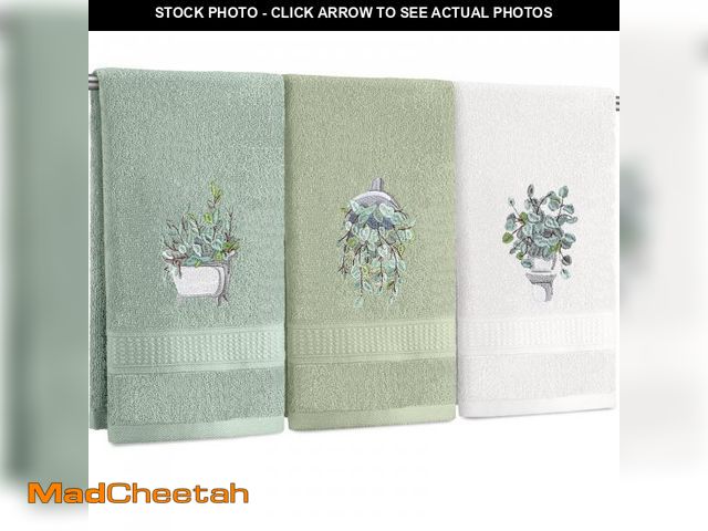Lot 74-12215982 - FuWeave 3 Pcs Eucalyptus Hand Towels Farmhouse Embroidered Botanical Bathroom Decor 13.3x29.5 Inch F...